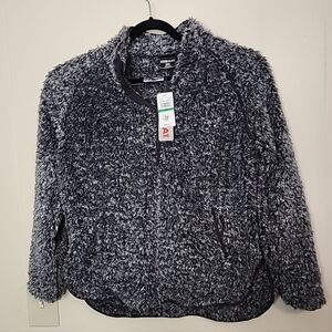 Womens 32 Degrees Heat Fleece Jacket  Marled Black, Size Large.